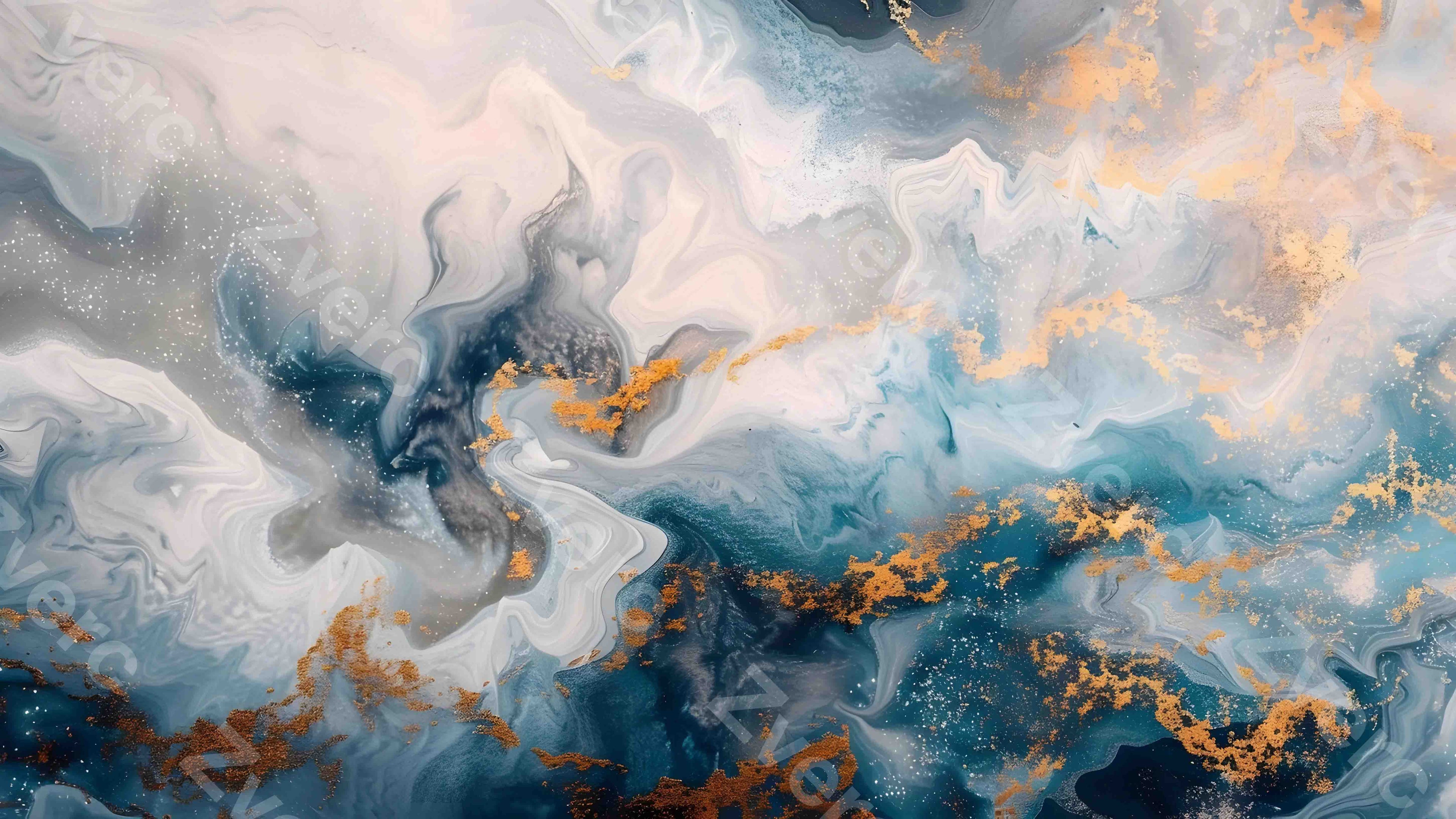 金箔アートの美的壁紙 – 携帯電話とデスクトップ用の天空の金脈（5K）