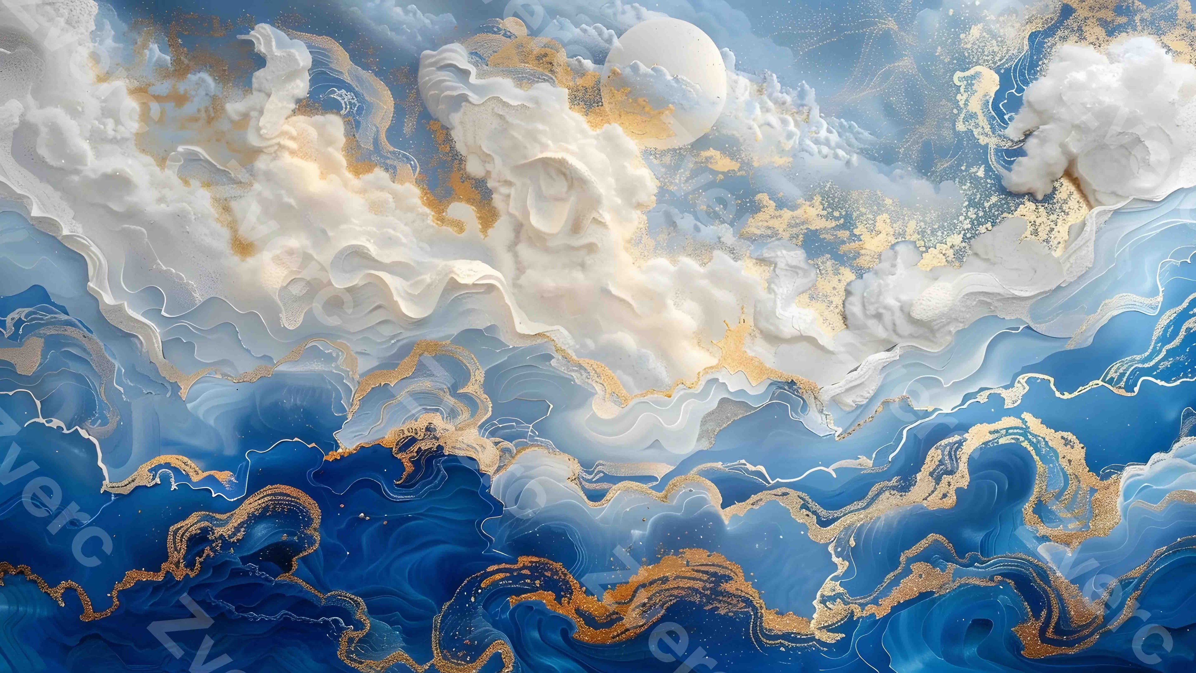 金箔アートの美的壁紙 – 携帯電話とデスクトップ用の天空の金脈（5K）