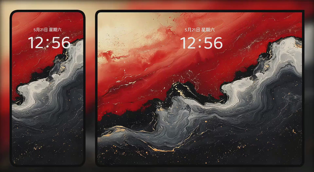 Gilded Art Aesthetic Wallpapers – Red Gilt Marble for Phone & Desktop (5K)